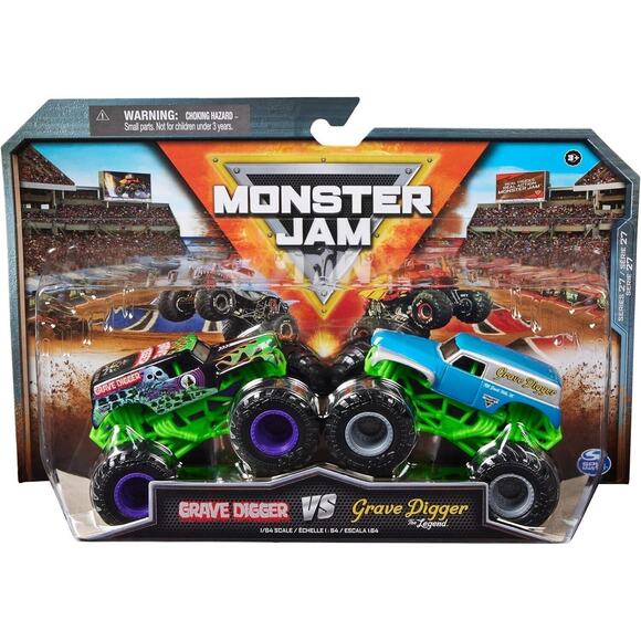 Monster Jam 1:64 Scale Grave Digger vs Grave Digger The Legend 2 Pcs Toy Set - Picture 2 of 8